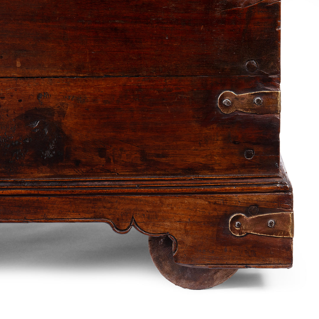 Wheels Detail From Antique Indian Iron Bound Rosewood Chest | Indigo Antiques