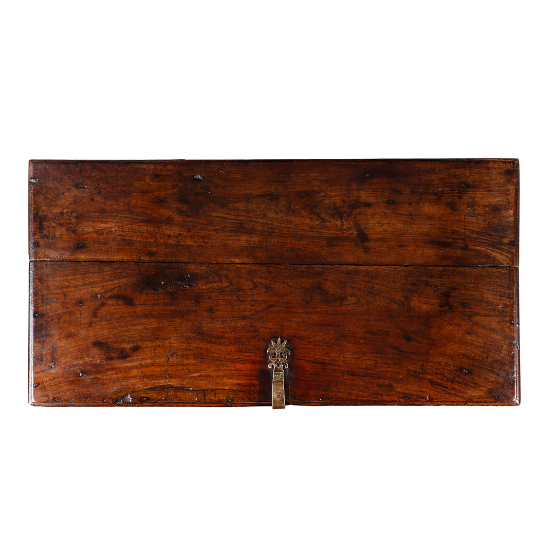 Top Down View Of Antique Indian Iron Bound Rosewood Chest | Indigo Antiques