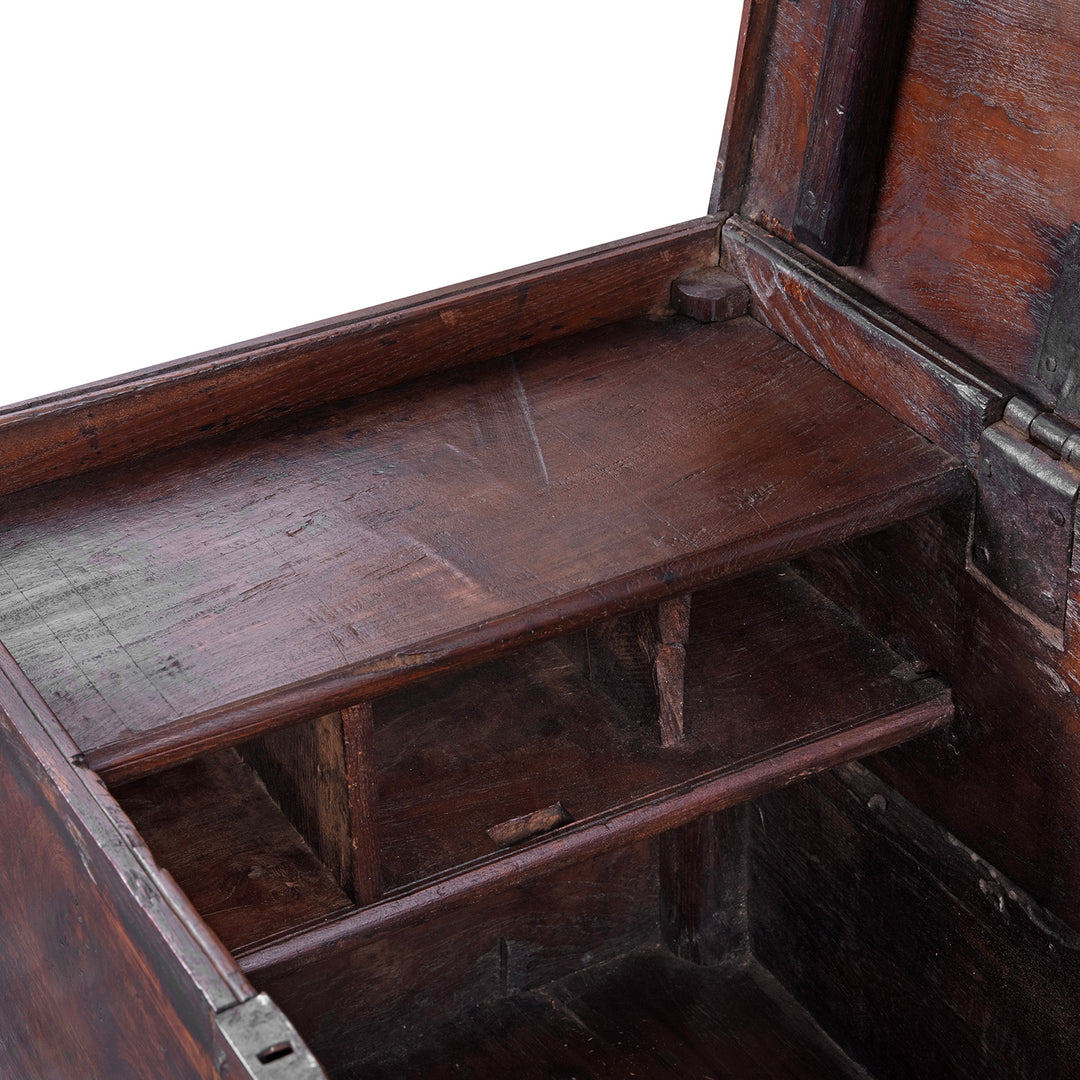 Compartment detail From Antique Indian Iron Bound Rosewood Chest | Indigo Antiques