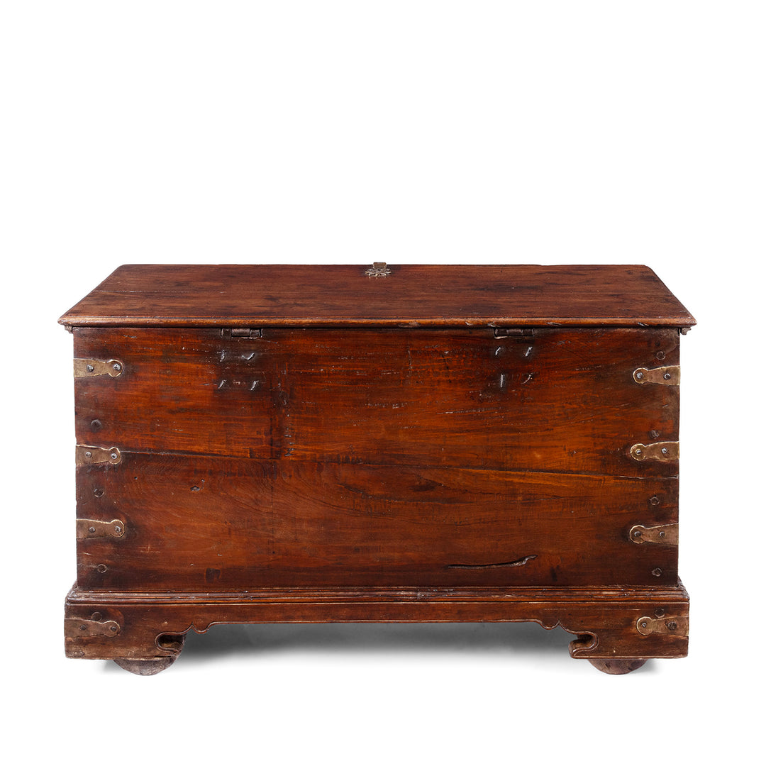 Back Of Antique Indian Iron Bound Rosewood Chest | Indigo Antiques