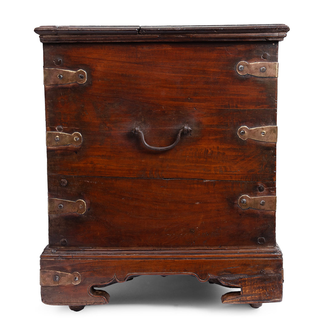 Side View Of Antique Indian Iron Bound Rosewood Chest | Indigo Antiques