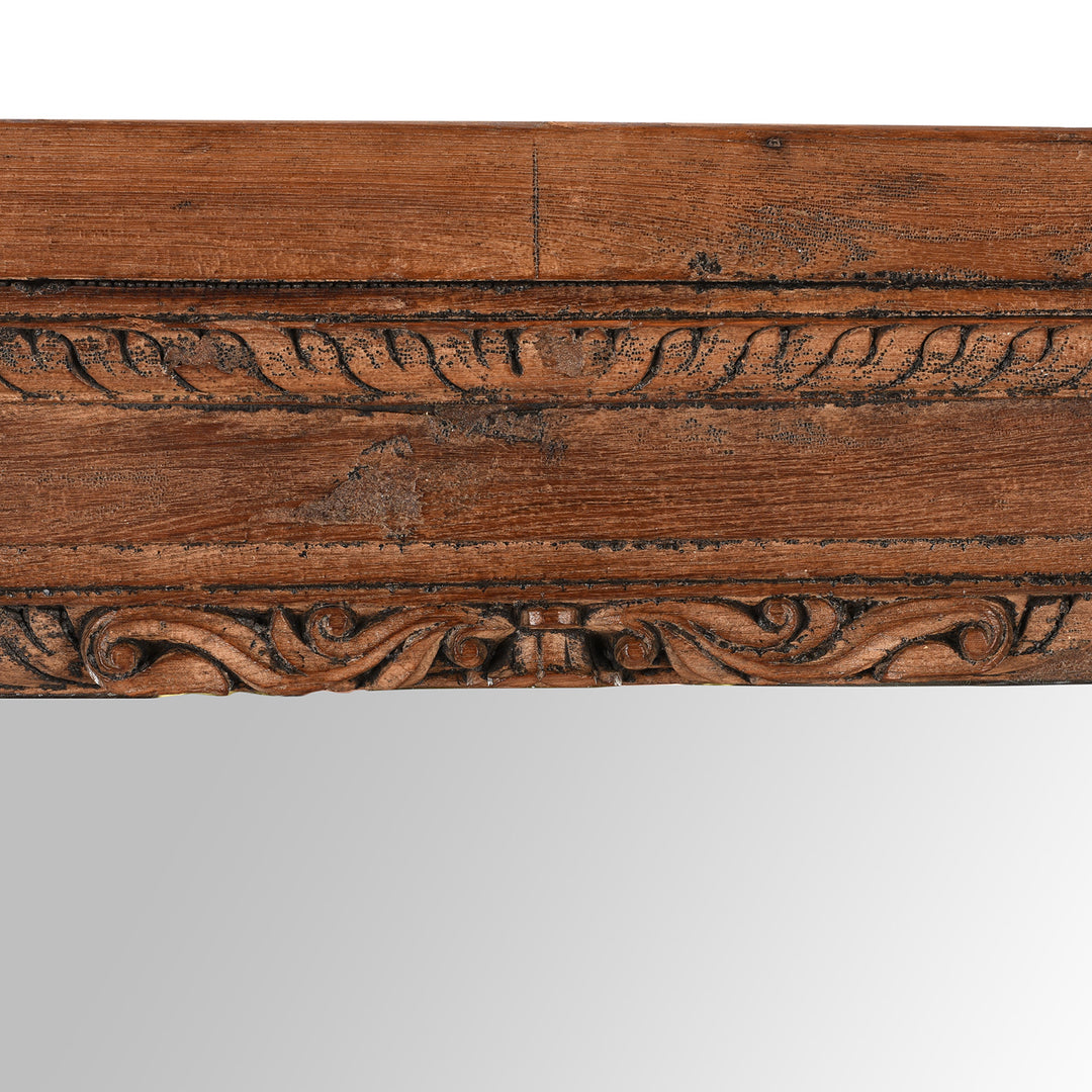 Carving Detail From Antique Carved Teak Indian Window Mirror | Indigo Antiques