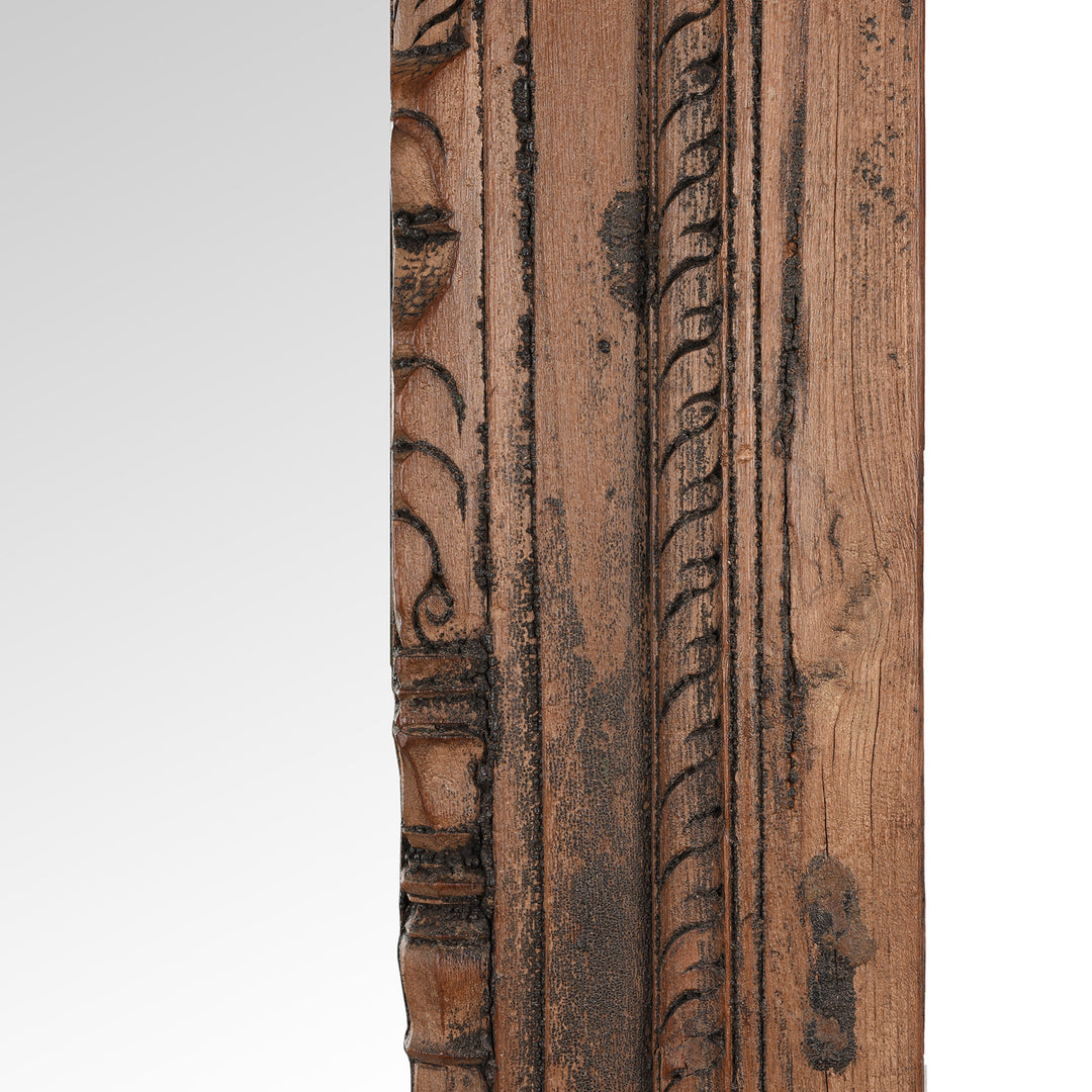 Carving Detail From Antique Carved Teak Indian Window Mirror | Indigo Antiques