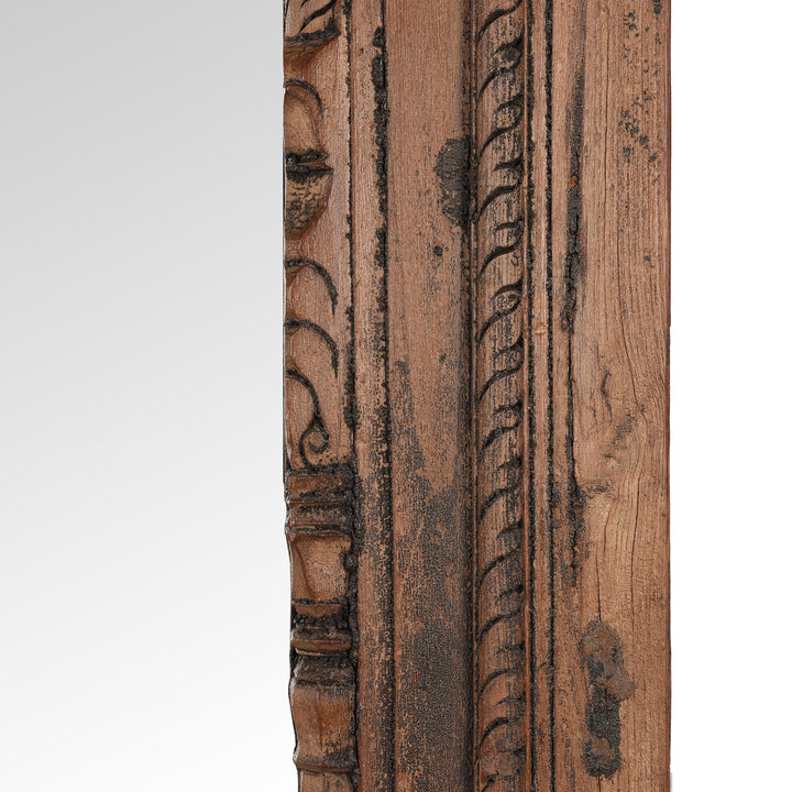 Carving Detail From Antique Carved Teak Indian Window Mirror | Indigo Antiques