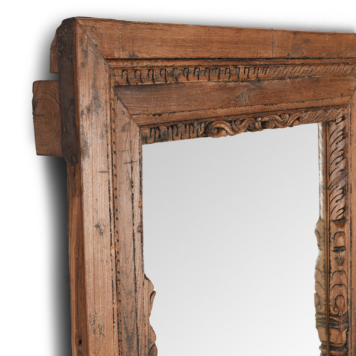 Depth Detail From Antique Carved Teak Indian Window Mirror | Indigo Antiques