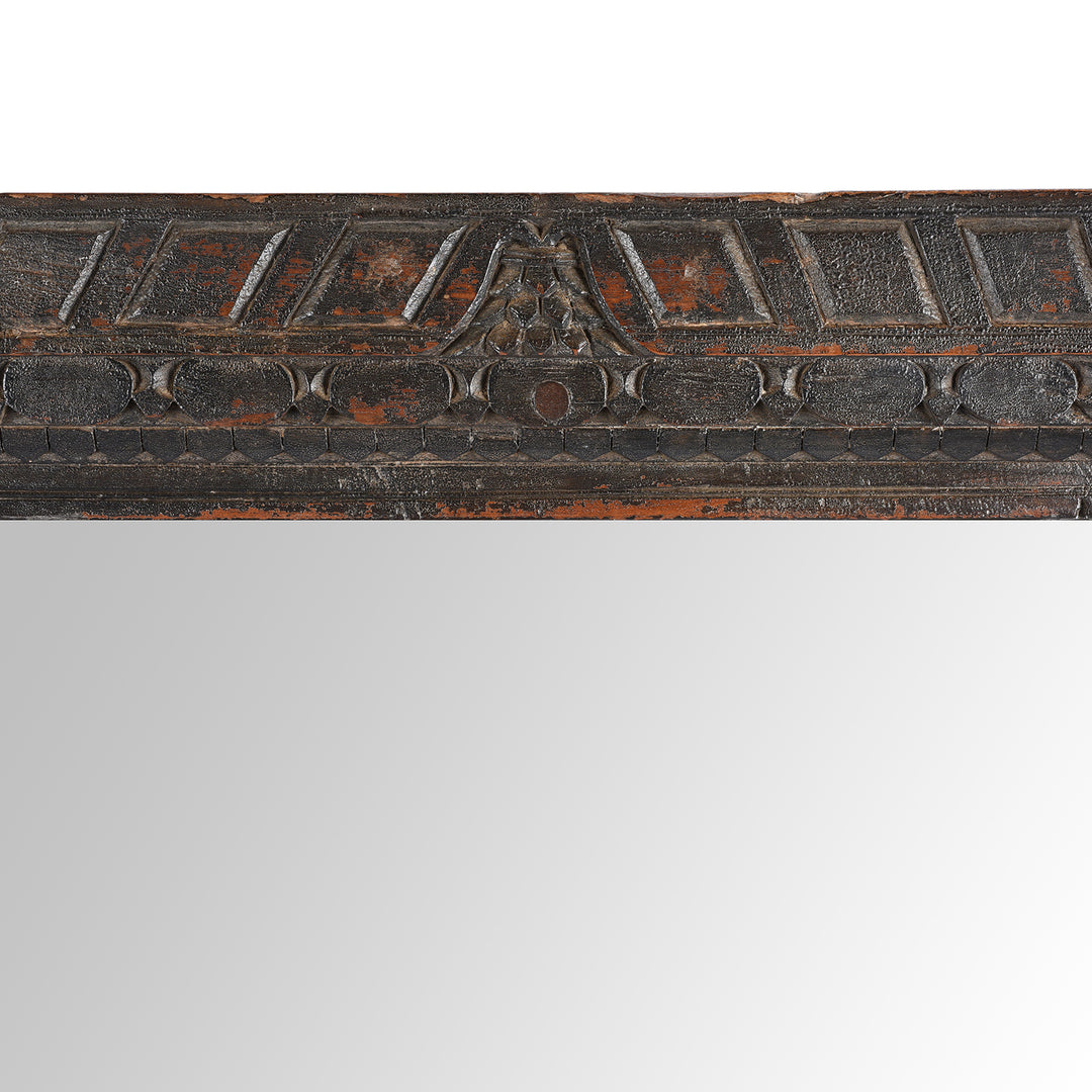 Carving Detail From Antique Carved Teak Door Mirror From Nagaur - 19th Century | Indigo Antiques