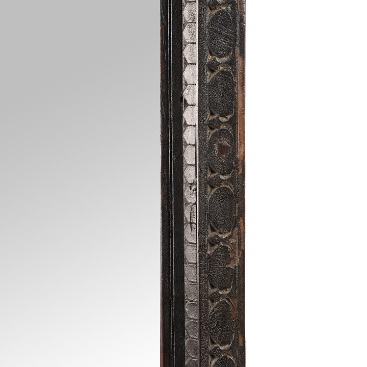 Carving Detail From Antique Carved Teak Door Mirror From Nagaur - 19th Century | Indigo Antiques