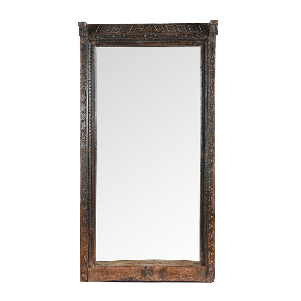 Antique Carved Indian Door Mirror From Nagaur - 19th Century | Indigo Antiques
