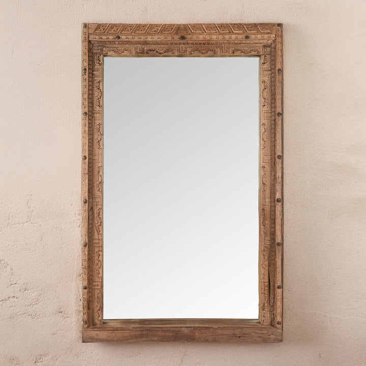 Antique Carved Teak Door Mirror From Nagaur | Indigo Antiques