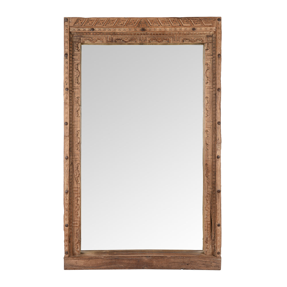 Antique Carved Teak Door Mirror From Nagaur | Indigo Antiques