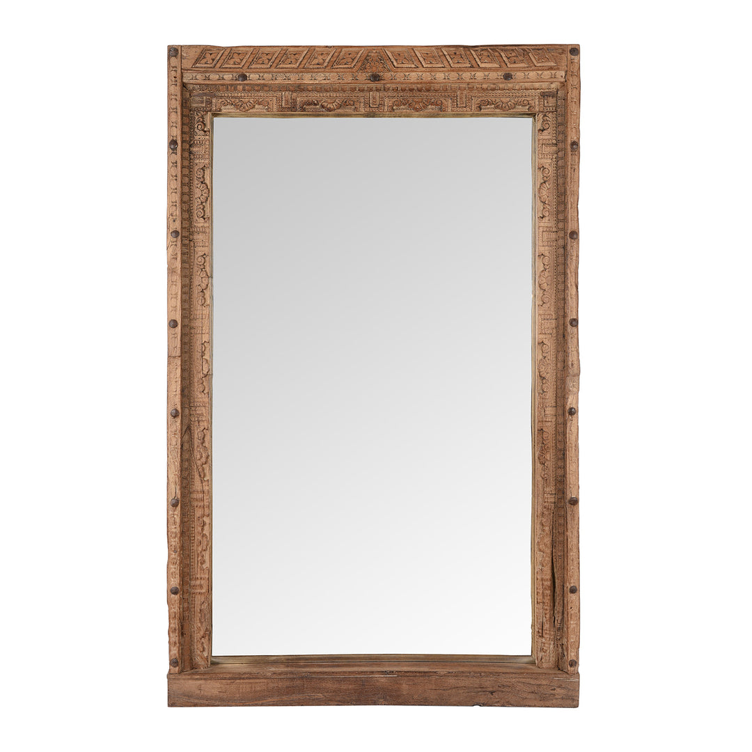 Antique Carved Teak Door Mirror From Nagaur | Indigo Antiques