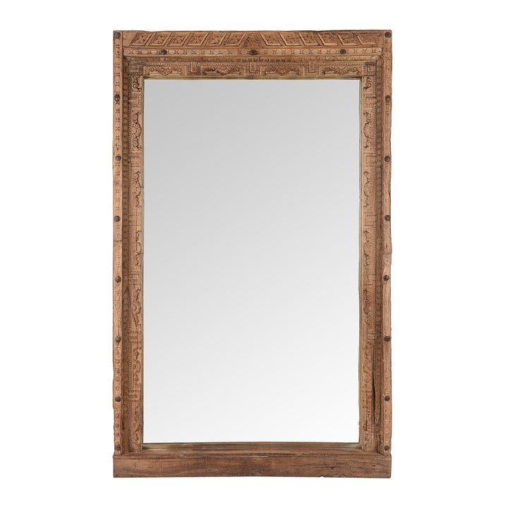 Antique Carved Teak Door Mirror From Nagaur | Indigo Antiques