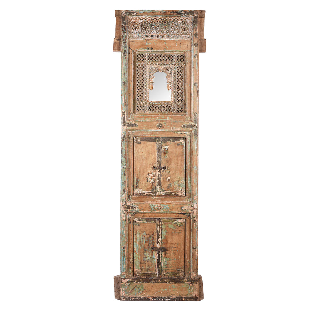 Antique Teak Tiwalia Shrine Mirror From Bikaner | Indigo Antiques
