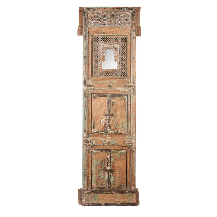 Antique Teak Tiwalia Shrine Mirror From Bikaner | Indigo Antiques