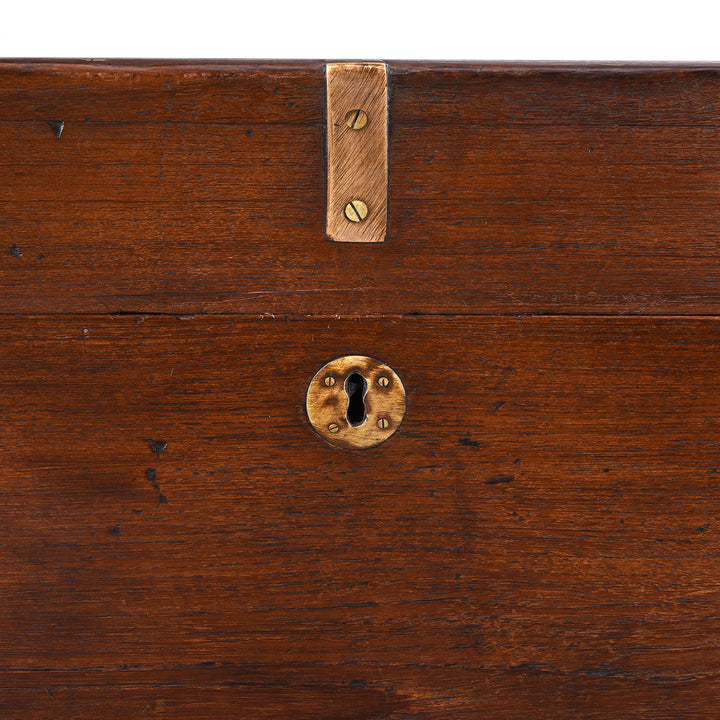 Key Hole Detail From Antique Brass Bound Teak Military Chest From Rajasthan -19th Century | Indigo Antiques