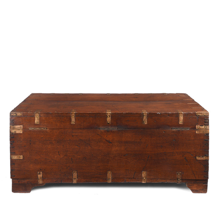 Back of Antique Brass Bound Teak Military Chest From Rajasthan -19th Century | Indigo Antiques