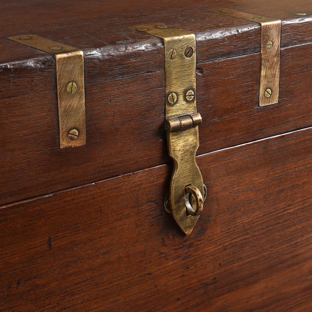 Latch Detail From Antique Brass Bound Teak Military Chest From Rajasthan -19th Century | Indigo Antiques