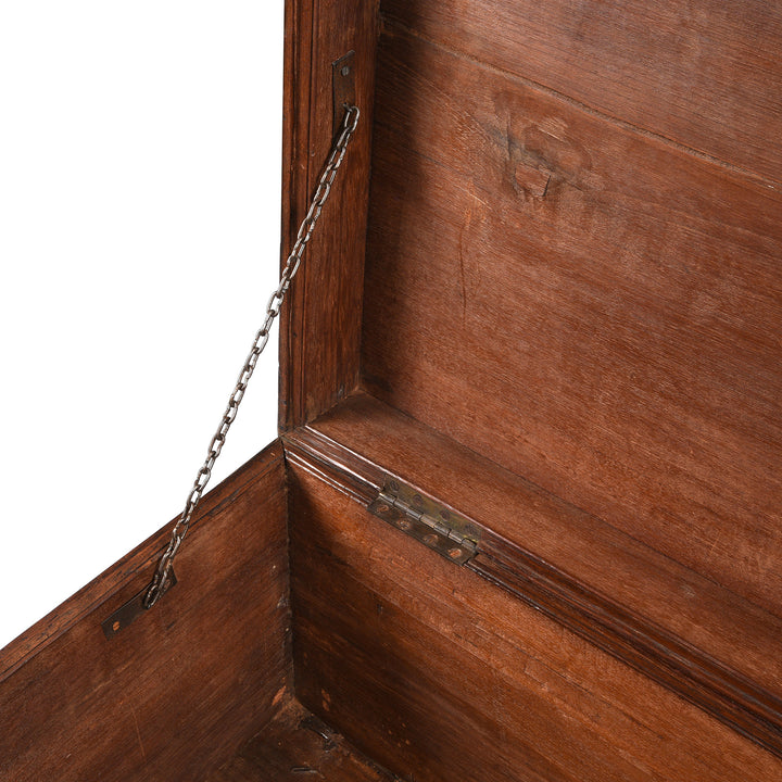 Chain Detail From Antique Brass Bound Teak Military Chest From Rajasthan -19th Century | Indigo Antiques