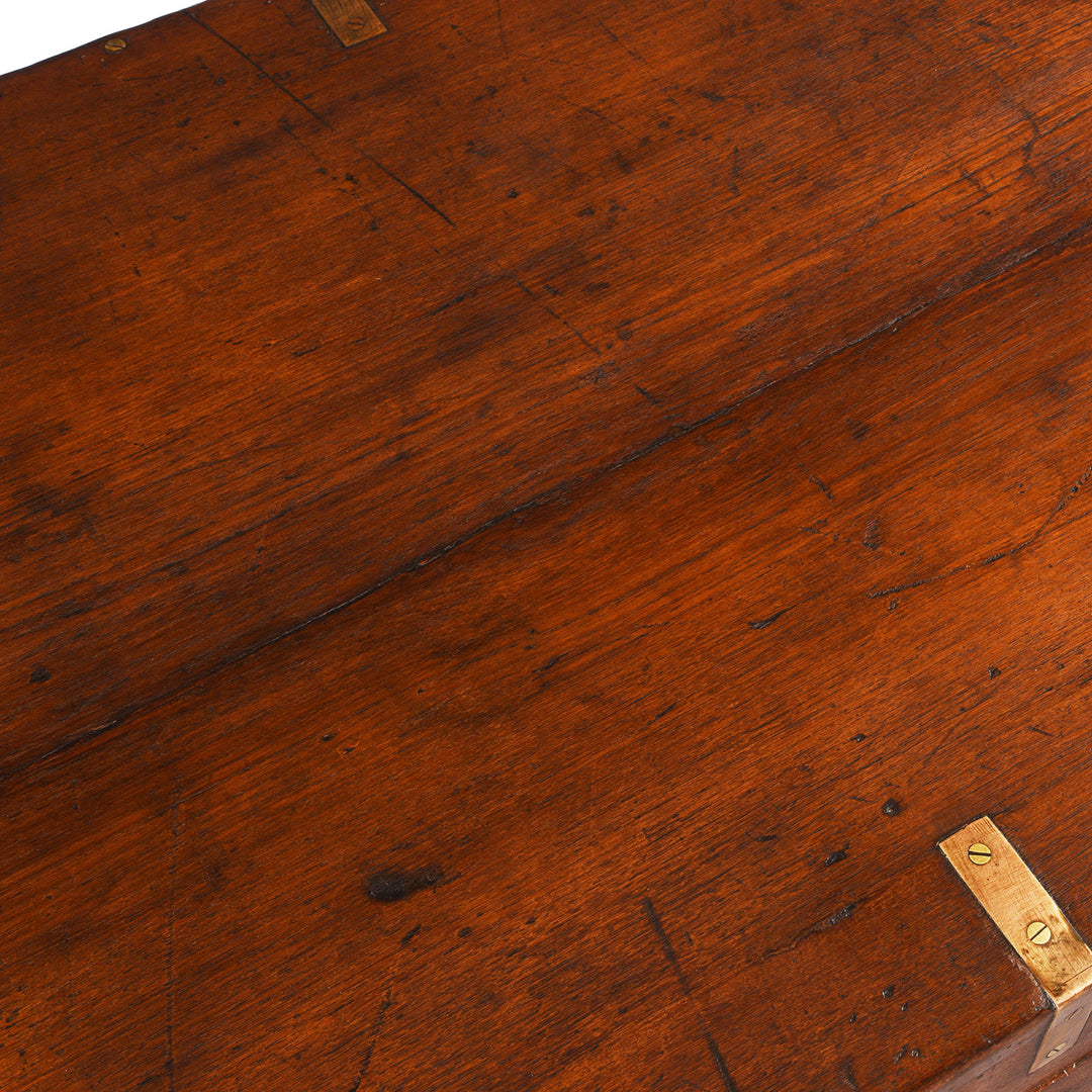 Top Detail From Antique Brass Bound Teak Military Chest From Rajasthan -19th Century | Indigo Antiques