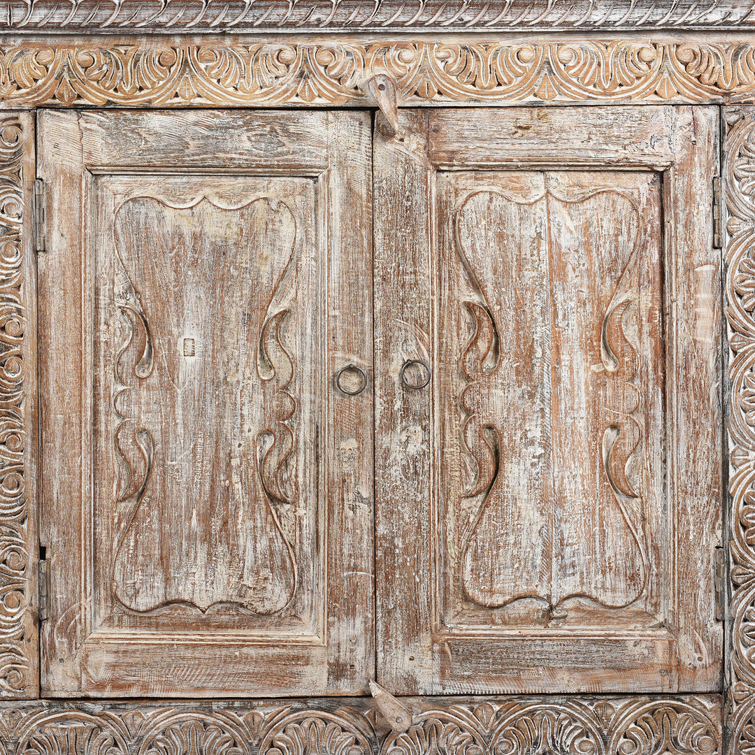 Doors Detail From Reclaimed Teakwood Sideboard With Painted Finish | Indigo Antiques