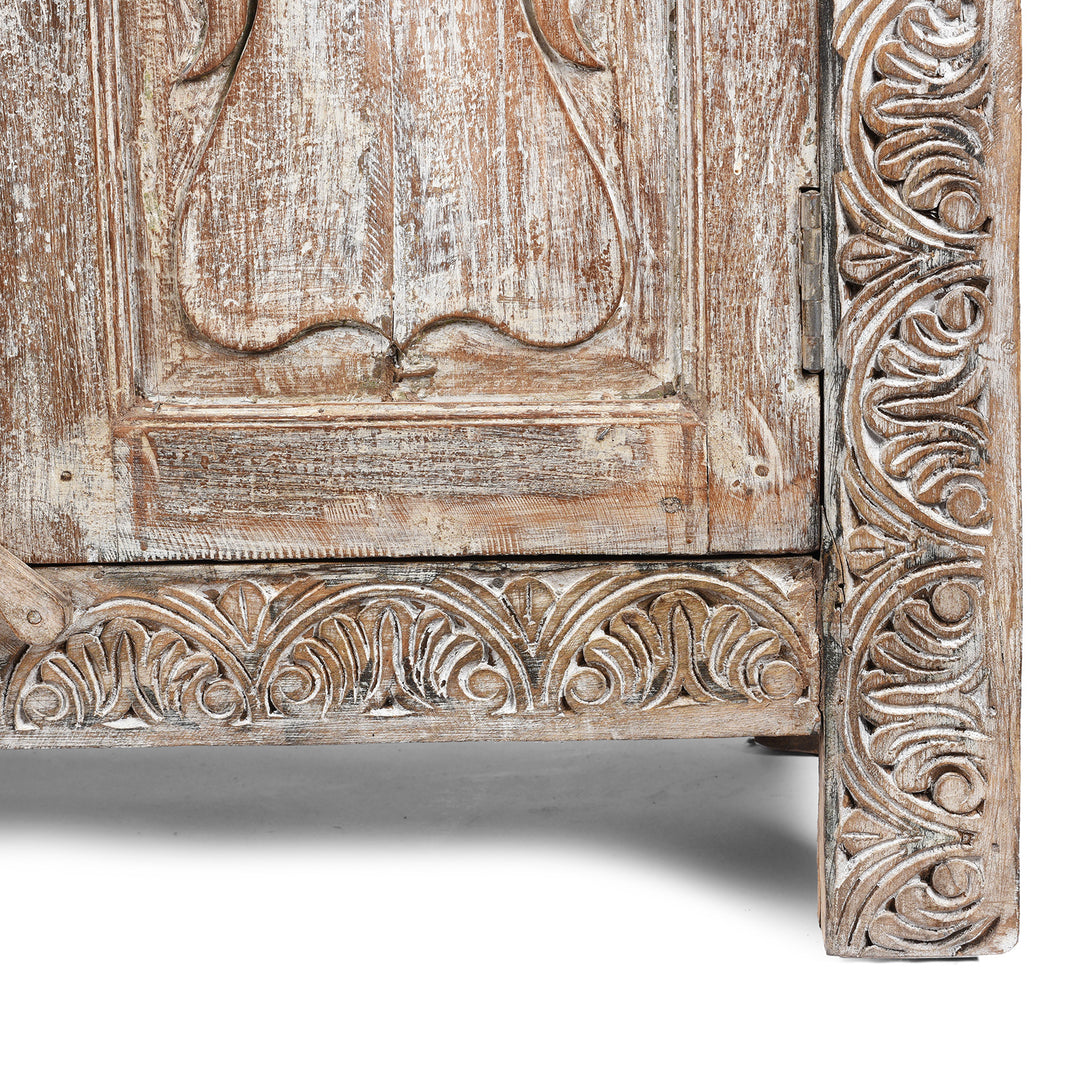 Leg Detail From Reclaimed Teakwood Sideboard With Painted Finish | Indigo Antiques