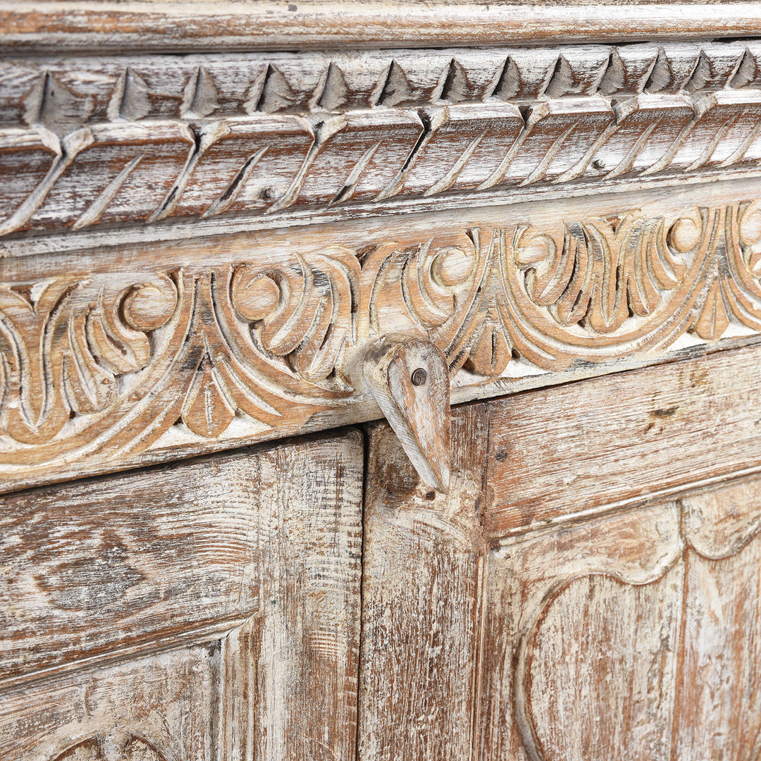 Latch Detail From Reclaimed Teakwood Sideboard With Painted Finish | Indigo Antiques