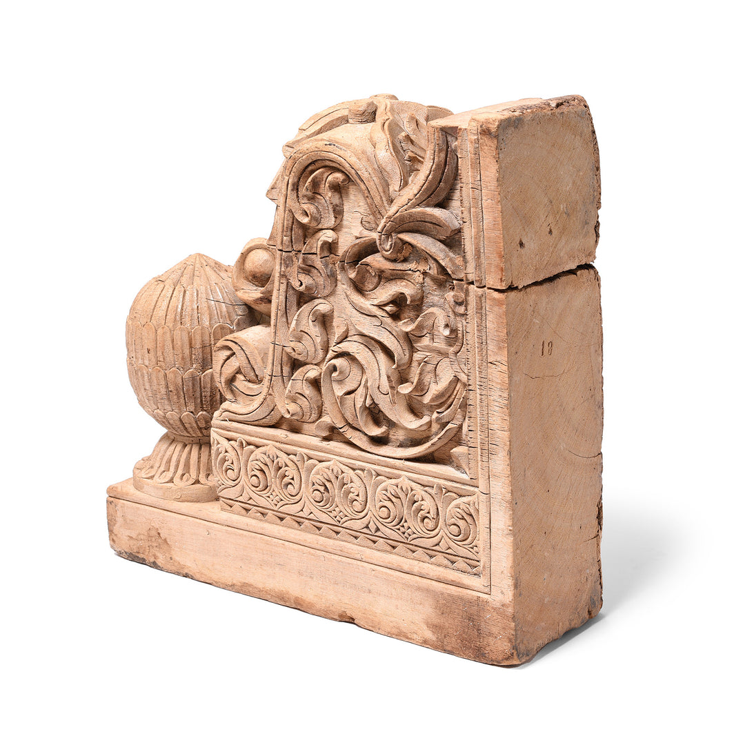 Rear View Of Antique Indian Carved Teak Corbel | Indigo Angiques