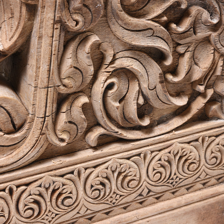 Carving Detail From Pair of Antique Indian Carved Teak Corbels | Indigo Angiques