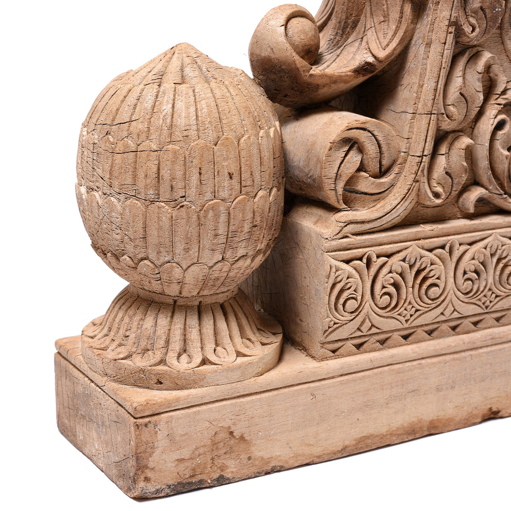 Carving Detail From Pair of Antique Indian Carved Teak Corbels | Indigo Angiques