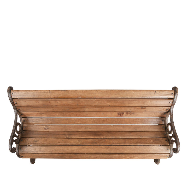 Top Down View Of Antique Cast Iron Slatted Teak Coalbrookdale Bench | Indigo Antiques