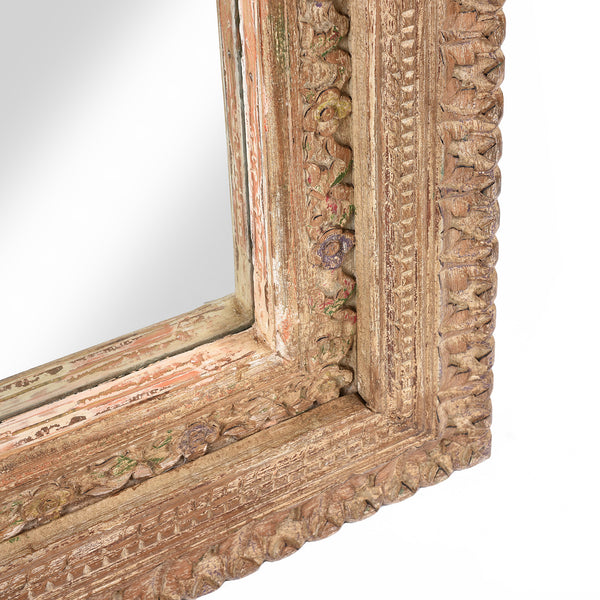 Carved Large Mihrab Mirror - Limed And Painted Finish