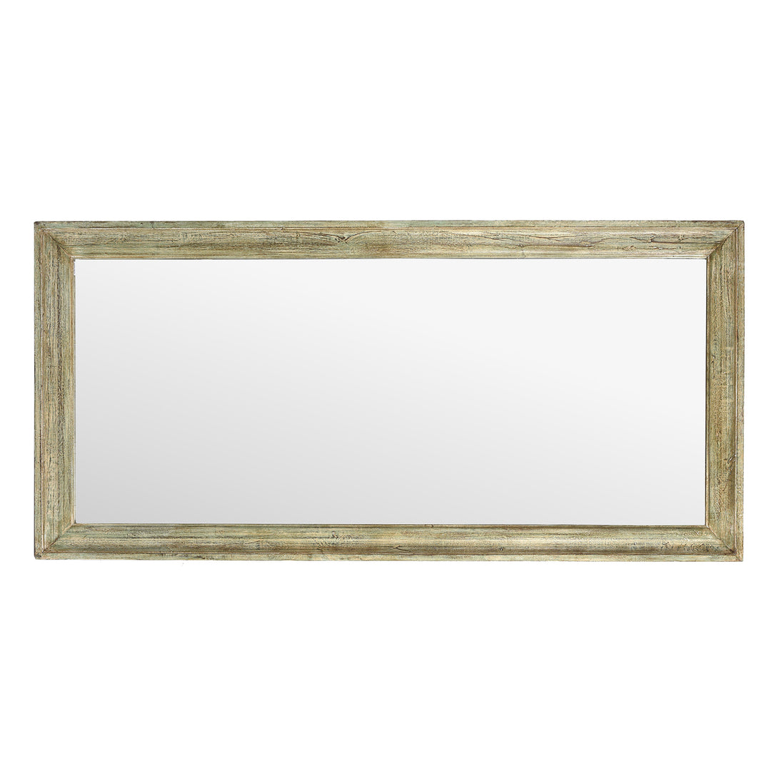 Landscape View Of Large Green Painted Mirror Made From Reclaimed Teak | Indigo Antiques
