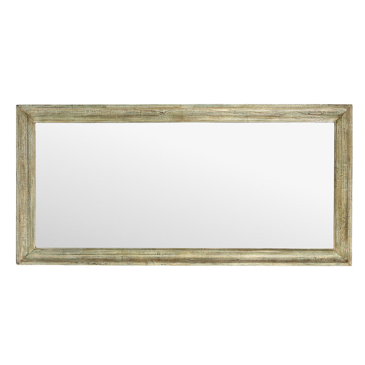 Landscape View Of Large Green Painted Mirror Made From Reclaimed Teak | Indigo Antiques
