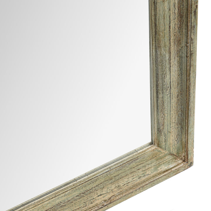 Frame Depth Detail From Large Green Painted Mirror Made From Reclaimed Teak | Indigo Antiques