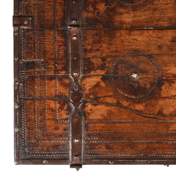 Detail From Antique Indian Chip Carved Merchants Box | Indigo Antiques