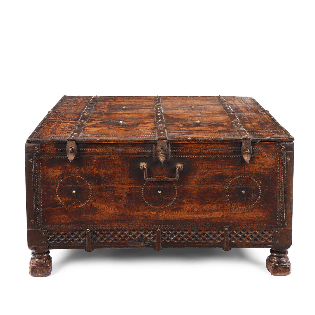 Antique Indian Chip Carved Merchants Box | Indigo Antiques
