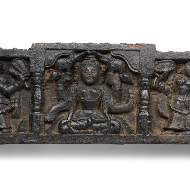 Central Carving Detail From Antique Carved Tribal Lintel Panel From Kangra Valley | Indigo Antiques