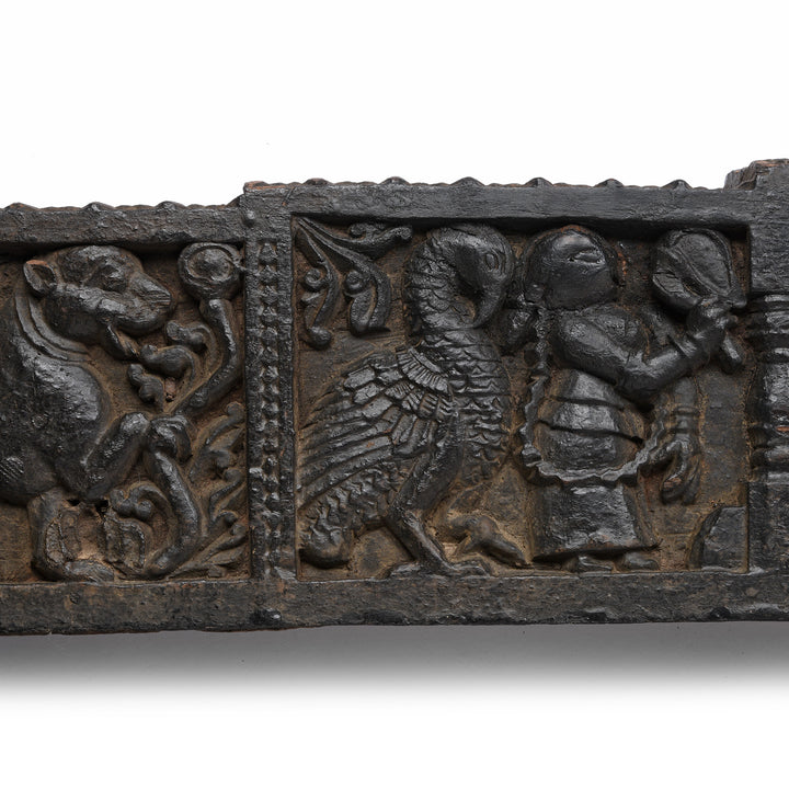 Carving Detail From Antique Carved Tribal Lintel Panel From Kangra Valley | Indigo Antiques