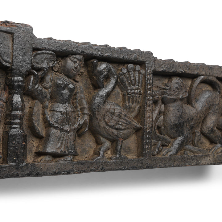 Carving Detail From Antique Carved Tribal Lintel Panel From Kangra Valley | Indigo Antiques