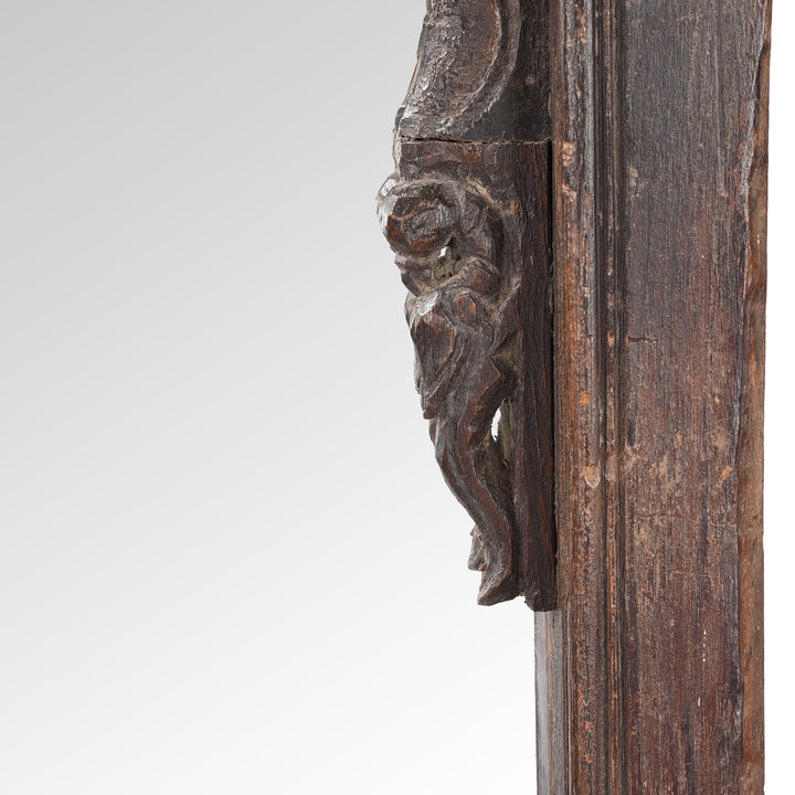Peacock Detail From Antique Carved Teak Window Mirror From Rajasthan 19th Century | Indigo Antiques