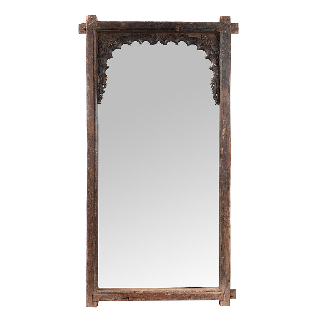 Antique Carved Teak Window Mirror From Rajasthan 19th Century | Indigo Antiques