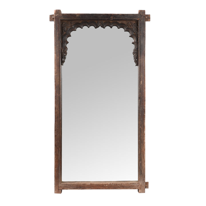 Antique Carved Teak Window Mirror From Rajasthan 19th Century | Indigo Antiques
