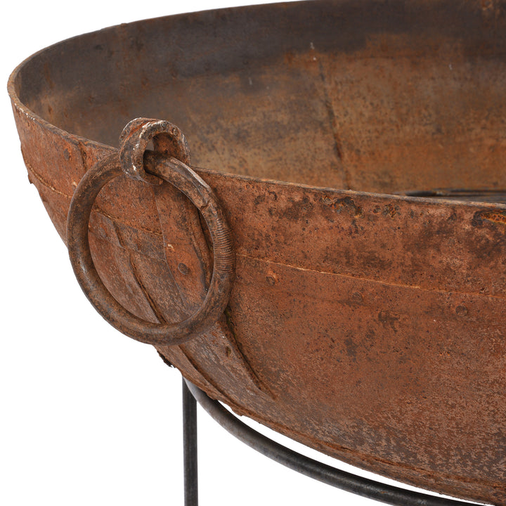 Old Indian Original Kadai Fire Bowl - 116cm diameter | Indigo Antiques