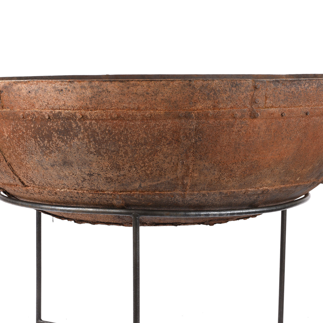 Old Indian Original Kadai Fire Bowl - 116cm diameter | Indigo Antiques