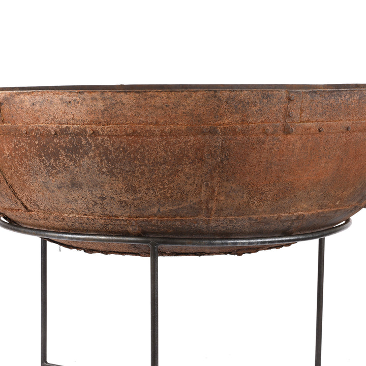 Old Indian Original Kadai Fire Bowl - 116cm diameter | Indigo Antiques