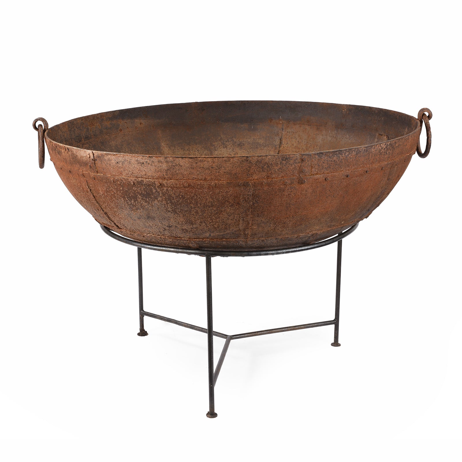 Old Indian Original Kadai Fire Bowl - 116cm diameter | Indigo Antiques