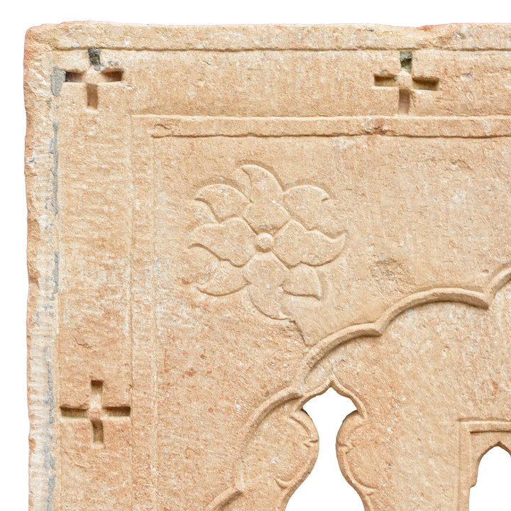 Corner Detail From Carved Mughal Stone Panel From Rajasthan | Indigo Antiques