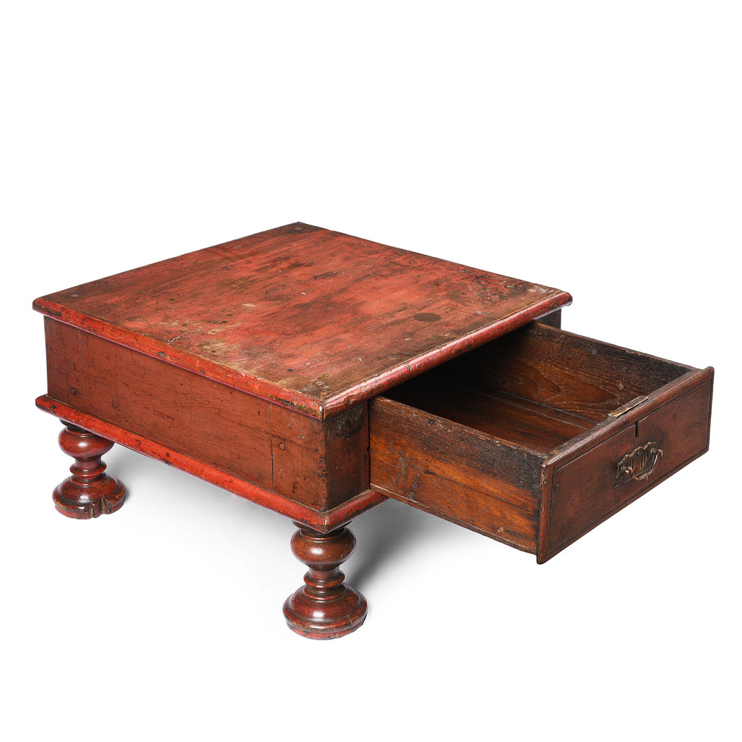 Angled VIew Of Bajot Low Prayer Table From Rajasthan - 19thC | Indigo Antiques