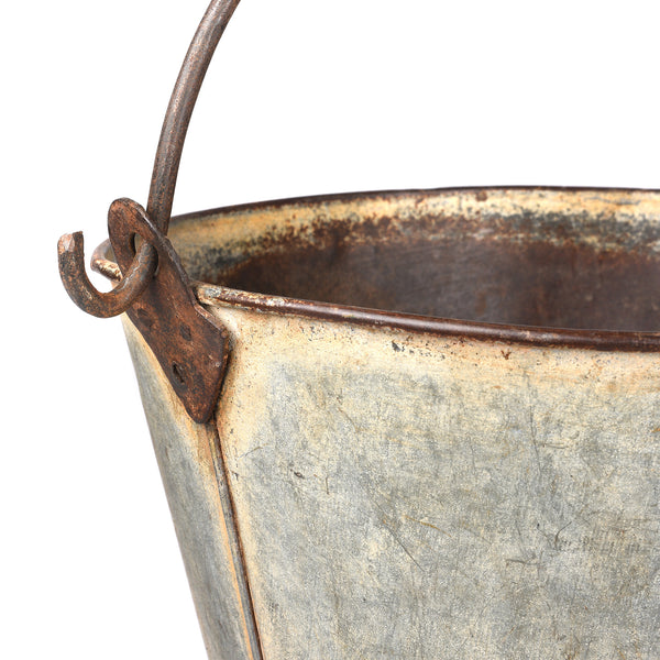 Large Vintage Galvanized Bucket From Rajasthan - Ca 1950