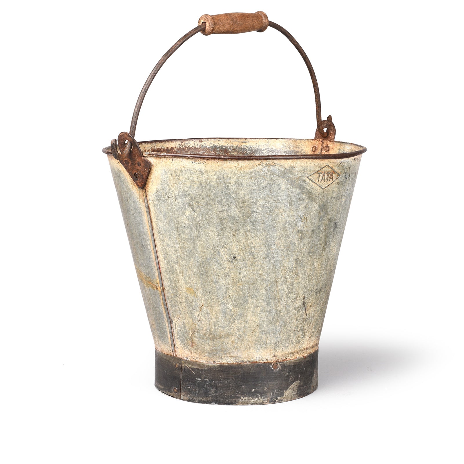 Large Vintage Galvanized Bucket From Rajasthan - Ca 1950 | Indigo Antiques